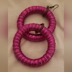 Handmade Elegant Leather Fuschia Pink  Earrings.